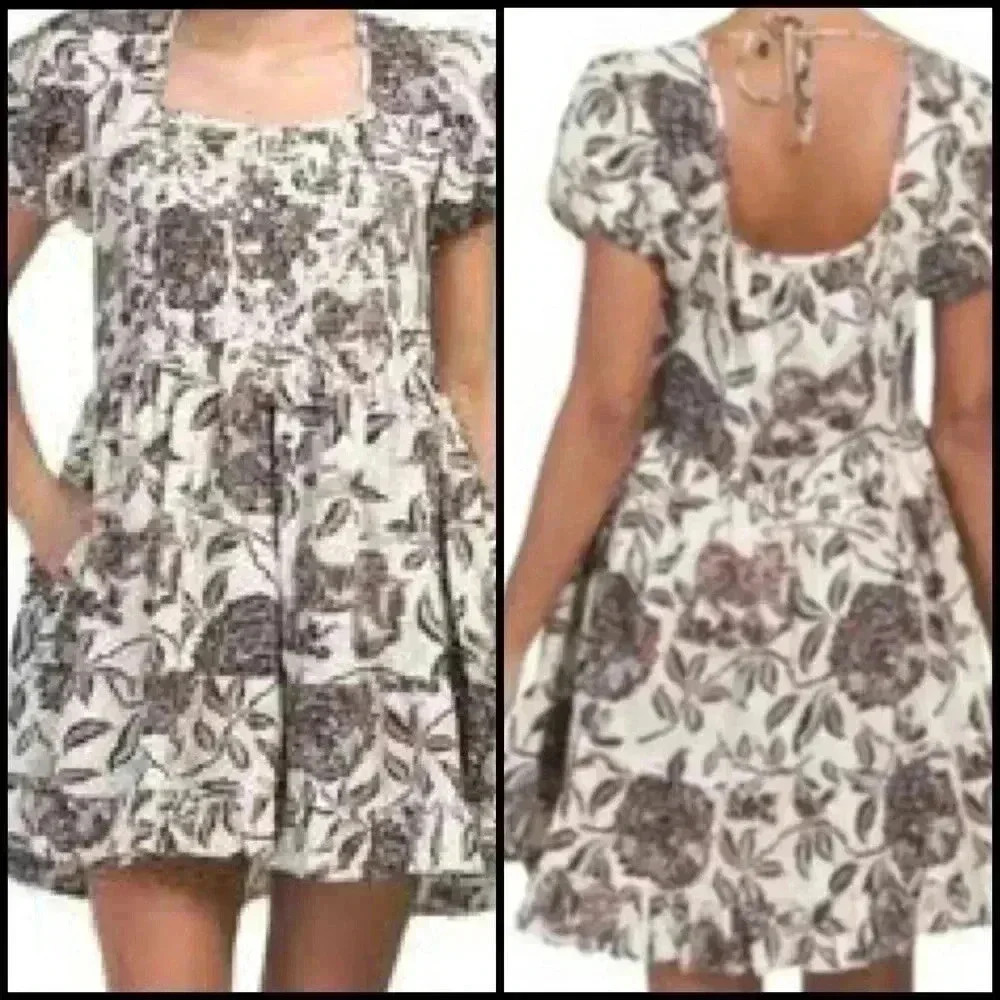 House Of Harlow 1960 Ozzie Floral Print Cottagecore Babydoll Mini Dress Size XS